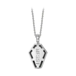NESS1 - Pocket Coffin Necklace 9kt White Gold and Diamonds - Time Collection - Handcrafted Necklace - High Quality Luxury - Avvenice