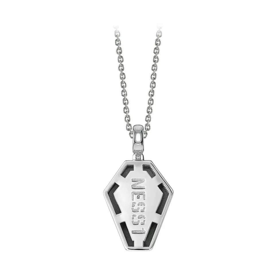 NESS1 - Pocket Coffin Necklace 9kt White Gold and Diamonds - Time Collection - Handcrafted Necklace - High Quality Luxury - Avvenice