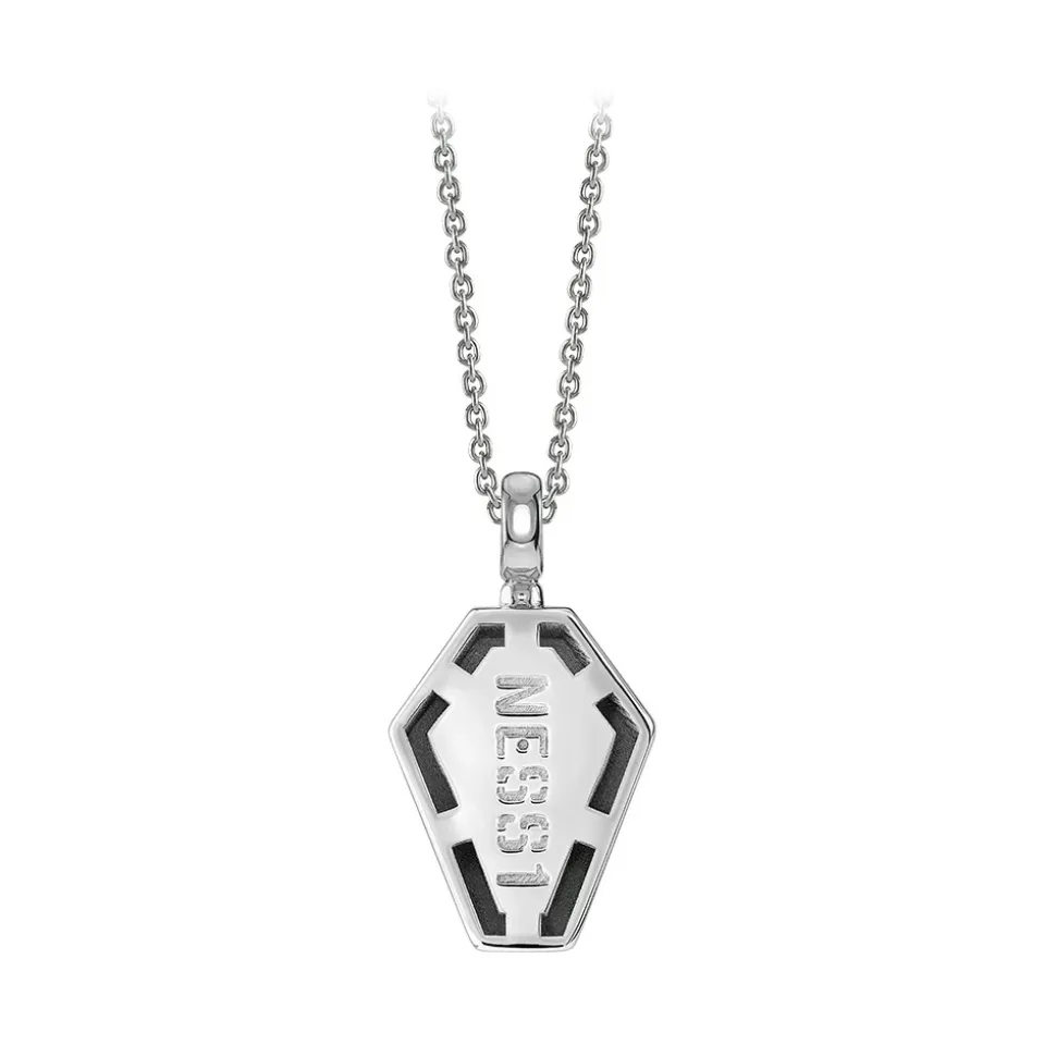 NESS1 - Pocket Coffin Necklace 9kt White Gold and Diamond - Time Collection - Handcrafted Necklace - High Quality Luxury - Avvenice