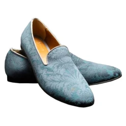 Nicolao Atelier - Damask Slipper Shoe - Light Blue Color Man - Shoe - Made in Italy - Luxury Exclusive Collection - Avvenice