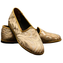 Nicolao Atelier - Furlana Slipper in Damask - Gold Color Woman - Shoe - Made in Italy - Luxury Exclusive Collection - Avvenice