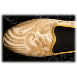 Nicolao Atelier - Furlana Slipper in Damask - Gold Color Woman - Shoe - Made in Italy - Luxury Exclusive Collection - Avvenice