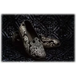 Nicolao Atelier - Furlana Slipper Venezia in Silk Velvet - Silver - Shoe - Made in Italy - Luxury Exclusive Collection - Avvenice