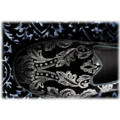 Nicolao Atelier - Furlana Slipper Venezia in Silk Velvet - Silver - Shoe - Made in Italy - Luxury Exclusive Collection - Avvenice