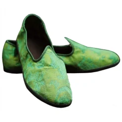 Nicolao Atelier - Furlana Venezia Silk Damask Slipper - Green - Shoe - Made in Italy - Luxury Exclusive Collection - Avvenice