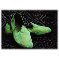 Nicolao Atelier - Furlana Venezia Silk Damask Slipper - Green - Shoe - Made in Italy - Luxury Exclusive Collection - Avvenice