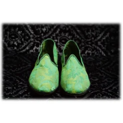 Nicolao Atelier - Furlana Venezia Silk Damask Slipper - Green - Shoe - Made in Italy - Luxury Exclusive Collection - Avvenice
