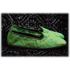 Nicolao Atelier - Furlana Venezia Silk Damask Slipper - Green - Shoe - Made in Italy - Luxury Exclusive Collection - Avvenice