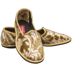 Nicolao Atelier - Furlana Slipper in Gold Green Silk Brocade - Men - Shoe - Made in Italy - Luxury Exclusive Collection - Avvenice