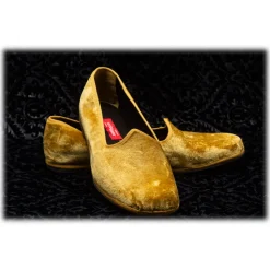 Nicolao Atelier - Furlana Slipper in Silk Velvet - Gold Color Man - Shoe - Made in Italy - Luxury Exclusive Collection - Avvenice