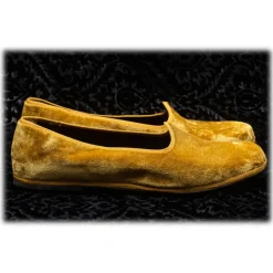 Nicolao Atelier - Furlana Slipper in Silk Velvet - Gold Color Man - Shoe - Made in Italy - Luxury Exclusive Collection - Avvenice
