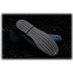 Nicolao Atelier - Furlana Slipper in Velvet - Blue Color Man - Shoe - Made in Italy - Luxury Exclusive Collection - Avvenice