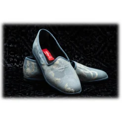 Nicolao Atelier - Furlana Slipper in Damask - Blue Color Woman - Shoe - Made in Italy - Luxury Exclusive Collection - Avvenice