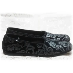 Nicolao Atelier - Furlana Velvet Slipper - Color Black Silver Damask Man - Shoe - Made in Italy - Luxury Exclusive Collection - Avvenice