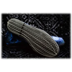 Nicolao Atelier - Furlana Slipper Venezia in Velvet and Damask - Blue Black - Shoe - Made in Italy - Luxury Exclusive Collection - Avvenice