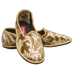 Nicolao Atelier - Furlana Slipper in Gold Green Silk Brocade - Woman - Shoe - Made in Italy - Luxury Exclusive Collection - Avvenice