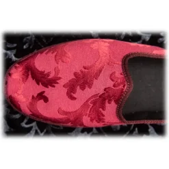 Nicolao Atelier - Furlana Slipper in Damask - Burgundy Color Woman - Shoe - Made in Italy - Luxury Exclusive Collection - Avvenice