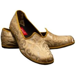 Nicolao Atelier - Furlana Slipper in Damask - Gold Color Man - Shoe - Made in Italy - Luxury Exclusive Collection - Avvenice