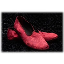 Nicolao Atelier - Furlana Slipper in Damask - Burgundy Color Man - Shoe - Made in Italy - Luxury Exclusive Collection - Avvenice