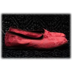 Nicolao Atelier - Furlana Slipper in Damask - Burgundy Color Man - Shoe - Made in Italy - Luxury Exclusive Collection - Avvenice