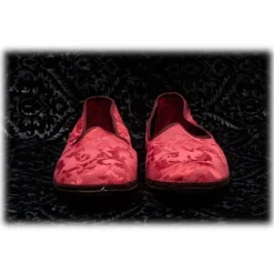 Nicolao Atelier - Furlana Slipper in Damask - Burgundy Color Man - Shoe - Made in Italy - Luxury Exclusive Collection - Avvenice
