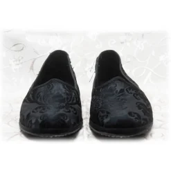 Nicolao Atelier - Furlana Slipper in Damask - Black Color Man - Shoe - Made in Italy - Luxury Exclusive Collection - Avvenice