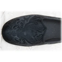 Nicolao Atelier - Furlana Slipper in Damask - Black Color Man - Shoe - Made in Italy - Luxury Exclusive Collection - Avvenice