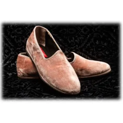 Nicolao Atelier - Furlana Slipper in Velvet - Color Salmon Pink Woman - Shoe - Made in Italy - Luxury Exclusive Collection - Avvenice