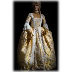 Nicolao Atelier - Lampasso Gold-White Woman Dress - Historical Costume - 1700 - Made in Italy - Luxury Exclusive Collection - Avvenice
