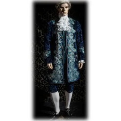 Nicolao Atelier - Midnight Blue Velvet Embossed Suit for Man - Historical Costume - 1700 - Made in Italy - Luxury Exclusive - Avvenice