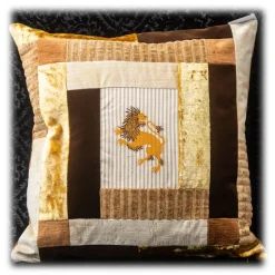 Nicolao Atelier - Patchwork Cushion in Rubelli Fabric - Lion Shade Beige - Pillow - Made in Italy - Luxury Exclusive Collection - Avvenice