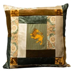Nicolao Atelier - Patchwork Cushion in Rubelli Fabric - Lion Shade Grey - Pillow - Made in Italy - Luxury Exclusive Collection - Avvenice