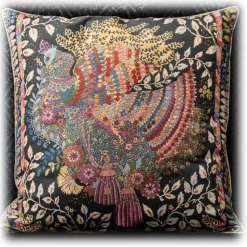 Nicolao Atelier - Rubelli Silk Cushion - Peacock Motif Grey - Pillow - Made in Italy - Luxury Exclusive Collection - Avvenice