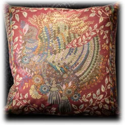 Nicolao Atelier - Rubelli Silk Cushion - Peacock Motif - Pillow - Made in Italy - Luxury Exclusive Collection - Avvenice