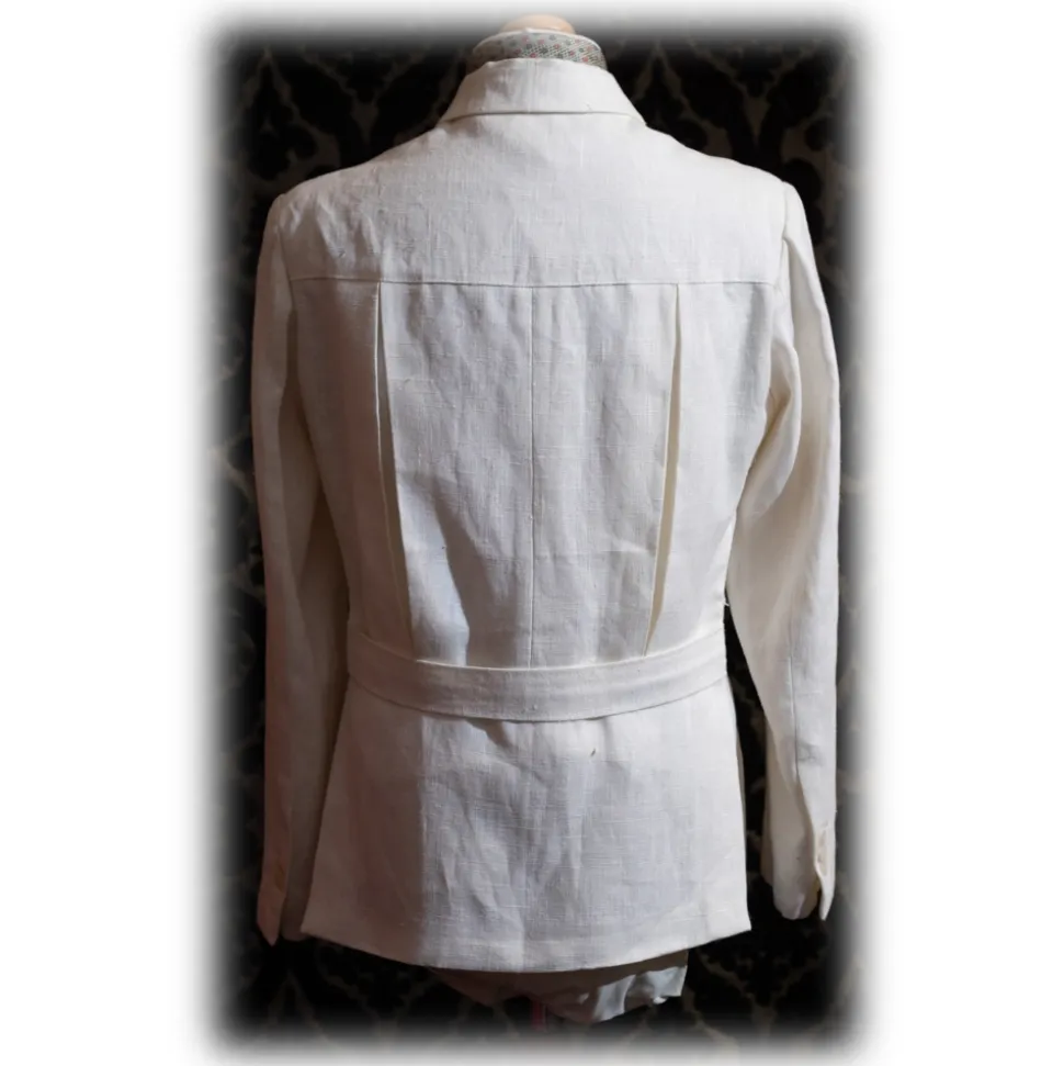 Nicolao Atelier - 30's Jacket and Vest - White Linen Man - Jacket - Made in Italy - Luxury Exclusive Collection - Avvenice