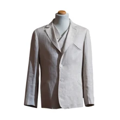 Nicolao Atelier - 30's Jacket and Vest - Ecru Linen Man - Jacket - Made in Italy - Luxury Exclusive Collection - Avvenice