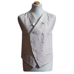 Nicolao Atelier - 30's Vest - Ecru Linen Man - Vest - Made in Italy - Luxury Exclusive Collection - Avvenice