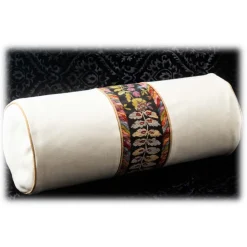 Nicolao Atelier - Satin Cylinder Pillow with Central Pattern - Pillow - Made in Italy - Luxury Exclusive Collection - Avvenice