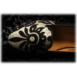 Nicolao Atelier - Silk Slipper Shoe - Black Color with Gold Pattern Woman - Shoe - Made in Italy - Luxury Exclusive Collection - Avvenice