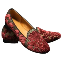 Nicolao Atelier - Silk Velvet Brocade Slipper - Bordeaux Woman - Shoe - Made in Italy - Luxury Exclusive Collection - Avvenice