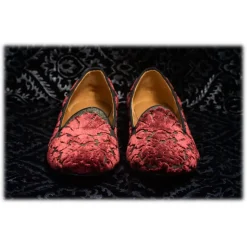 Nicolao Atelier - Silk Velvet Brocade Slipper - Bordeaux Woman - Shoe - Made in Italy - Luxury Exclusive Collection - Avvenice