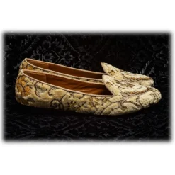 Nicolao Atelier - Velvet Brocade Slipper Shoes - Cream Color Woman - Shoe - Made in Italy - Luxury Exclusive Collection - Avvenice