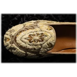 Nicolao Atelier - Velvet Brocade Slipper Shoes - Cream Color Woman - Shoe - Made in Italy - Luxury Exclusive Collection - Avvenice