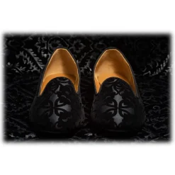 Nicolao Atelier - Velvet Brocade Slipper Shoe - Black with Pattern Woman - Shoe - Made in Italy - Luxury Exclusive Collection - Avvenice