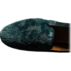Nicolao Atelier - Velvet Brocade Slipper Shoe - Teal Green - Shoe - Made in Italy - Luxury Exclusive Collection - Avvenice