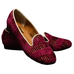 Nicolao Atelier - Velvet Striped Slipper Shoe - Bordeaux Woman - Shoe - Made in Italy - Luxury Exclusive Collection - Avvenice