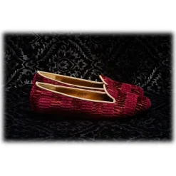 Nicolao Atelier - Velvet Striped Slipper Shoe - Bordeaux Woman - Shoe - Made in Italy - Luxury Exclusive Collection - Avvenice