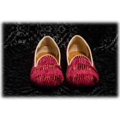 Nicolao Atelier - Velvet Striped Slipper Shoe - Bordeaux Woman - Shoe - Made in Italy - Luxury Exclusive Collection - Avvenice
