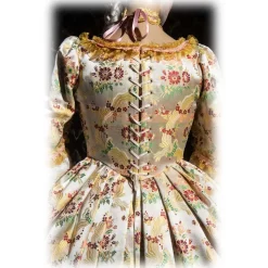 Nicolao Atelier - Woman Dress in Liseré Flowered - Historical Costume - 1700 - Made in Italy - Luxury Exclusive Collection - Avvenice
