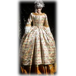 Nicolao Atelier - Woman Dress in Liseré Flowered - Historical Costume - 1700 - Made in Italy - Luxury Exclusive Collection - Avvenice